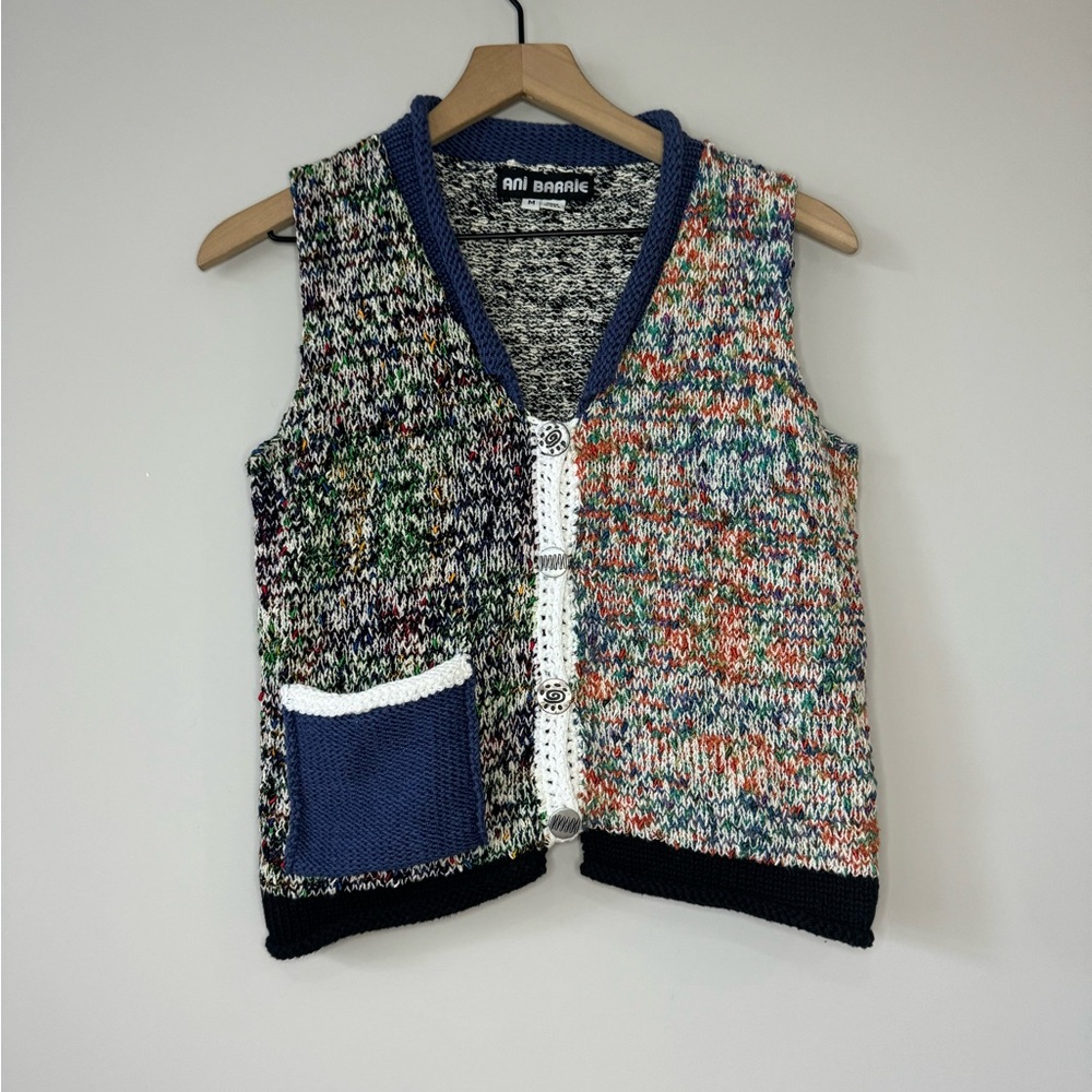 Ani Barrie vintage multi color unique button down sweater vest medium